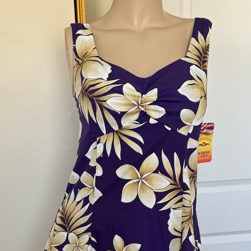 Pacific Legend Women SMALL Purple Sleeveless Hawaiian Dress Floral Cotton NWT